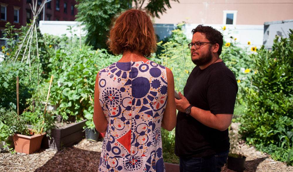 Francisco Miranda and gardener at Keap Fourth Community Garden